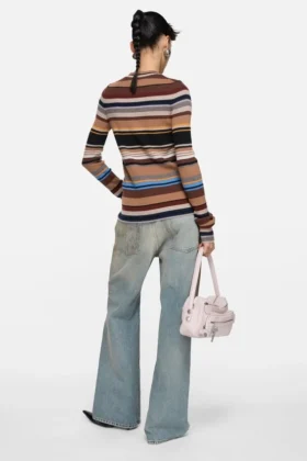 Cardigan en laine rayé