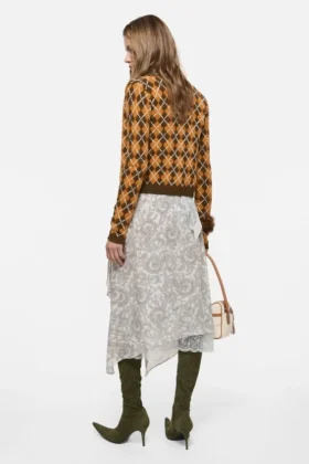 Cardigan en maille bouclée à motif argyle