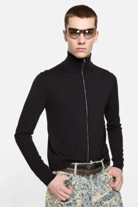 Cardigan zippé avec logo en forme de nœud
