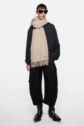 Écharpe en laine à franges - oversize