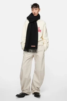 Écharpe en laine à franges – oversize