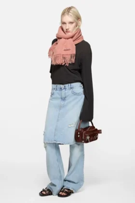 Écharpe en laine à franges – Étroite