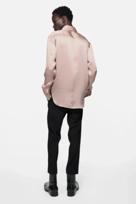 Chemise boutonnée en satin texturé