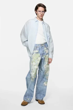 Chemise à boutons rayée