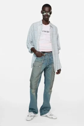 Chemise à carreaux en lin boutonnée