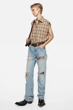 Gilet à carreaux boutonné