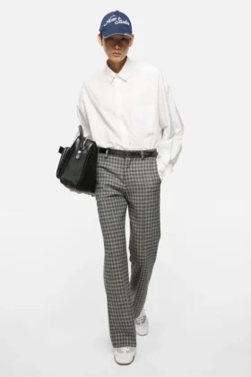 Pantalon en laine à carreaux