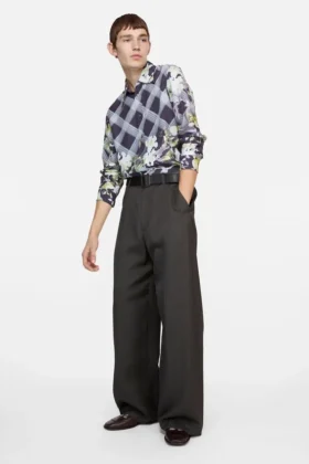 Pantalons ajustés à motif chevrons