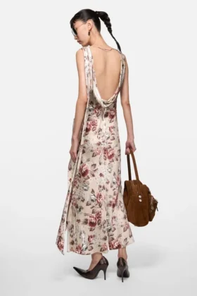 Robe drapée à imprimé floral