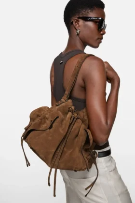 Sac seau en daim Multipocket