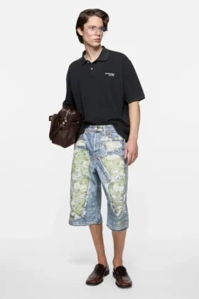 Shorts en denim à effet trompe-l’œil