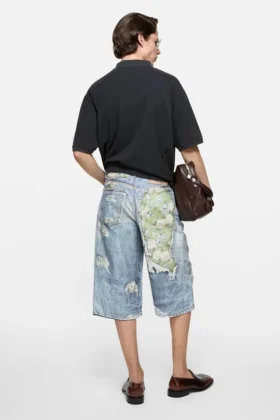 Shorts en denim à effet trompe-l’œil