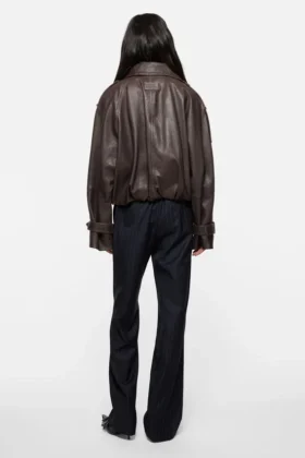 Trench-coat court en cuir