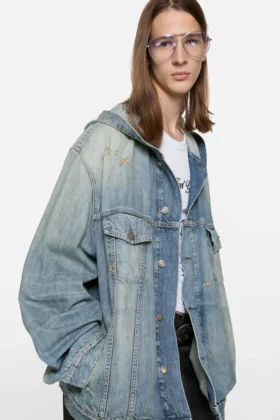 Veste en denim à capuche